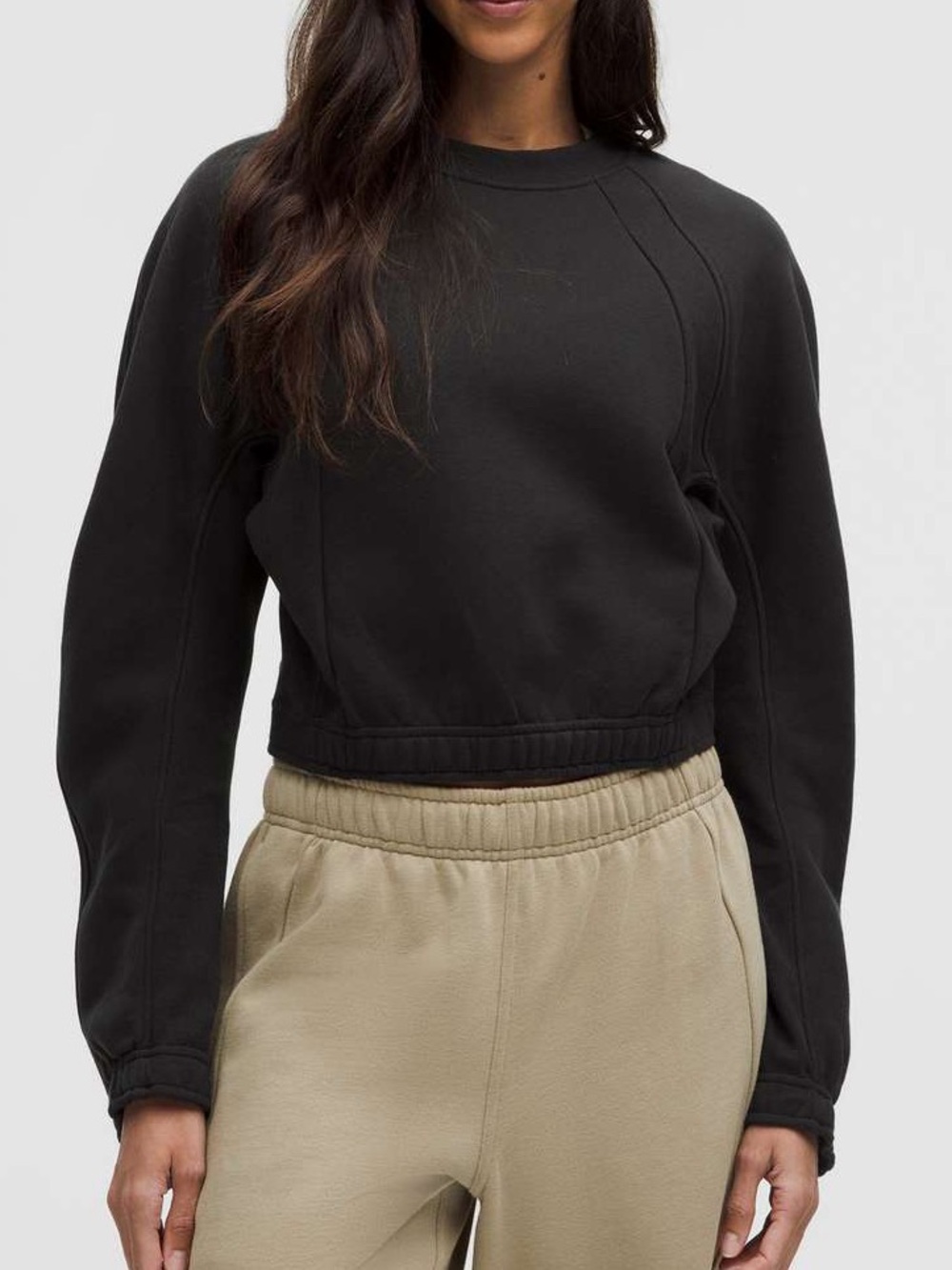 lululemon Scuba Crop Relaxed Black Crewneck Pullover Sweatshirt
